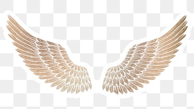 Golden wings sticker overlay white | Premium PNG Sticker - rawpixel