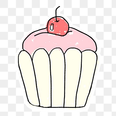 Cute cherry cupcake doodle style | Premium PNG Sticker - rawpixel