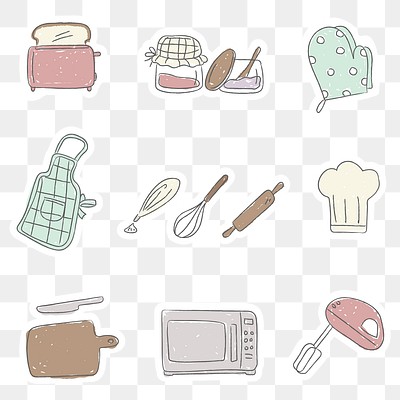 Cute kitchen stickers for journaling set