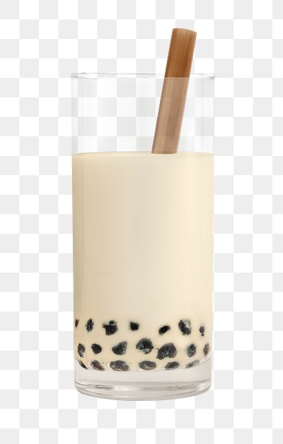 Bubble Boba Milk Tea in Plastic Glass with Straw Isolated Hand