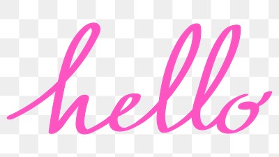 Pink cursive hello typography bright