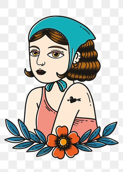 Retro woman tattoo design png | Premium PNG Sticker - rawpixel