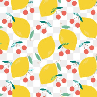 Png lemon cherry pattern transparent background