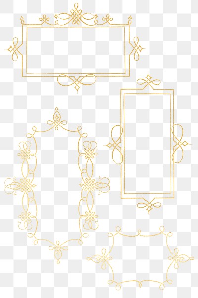 Gold filigree frame set png, remix from The Model Book of Calligraphy Joris Hoefnagel and Georg Bocskay