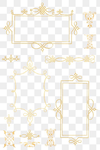 Gold filigree frame set png, | Premium PNG - rawpixel