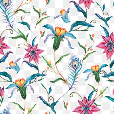 Png seamless flower pattern transparent background