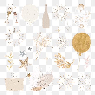 Festive decoration sticker png set in transparent background