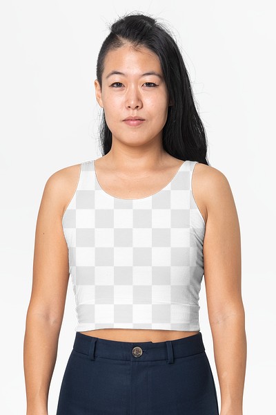 Black cropped tank top png mockup