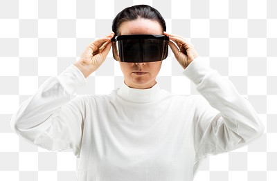 Woman with smart glasses png mockup futuristic technology