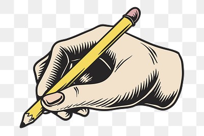 Hand holding a pencil design element