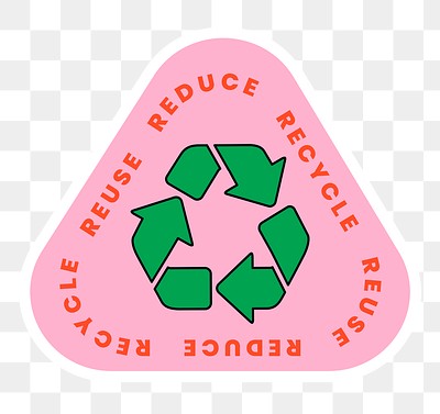 Reduce reuse recycle green recycling symbol sticker and tote bag