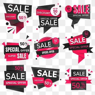 Sale png badge sticker, transparent shopping clipart set