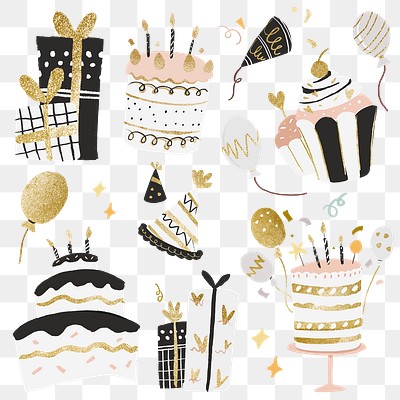 gold birthday cake clipart