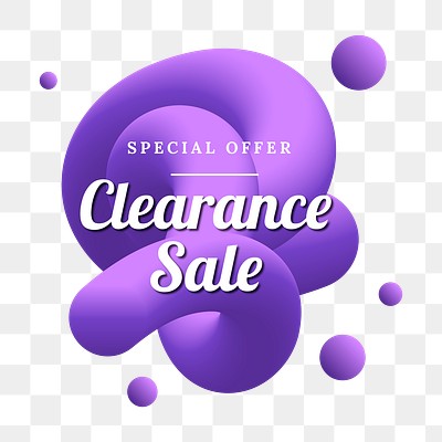 Clearance sale png badge, purple 3D abstract, transparent design