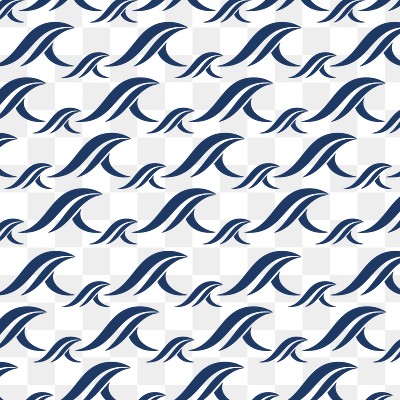 Tidal wave png pattern, transparent background, blue seamless design