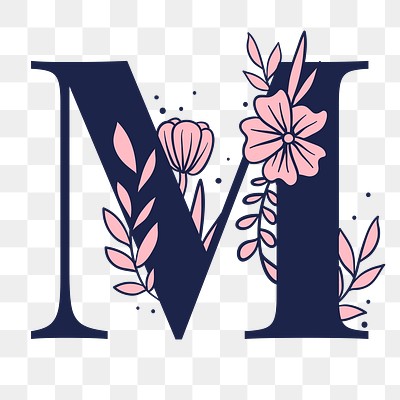 Letter M script png floral | Premium PNG Sticker - rawpixel