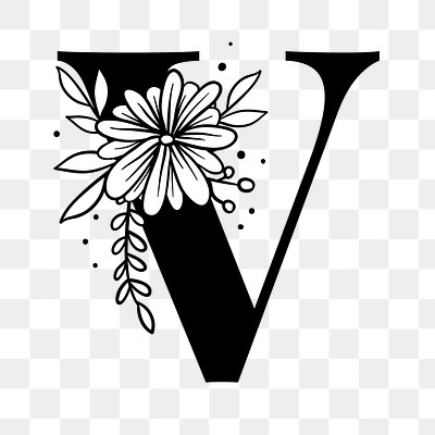 Png V floral alphabet typography | Premium PNG Sticker - rawpixel