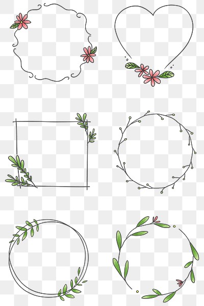 Floral frame set transparent png | Premium PNG - rawpixel