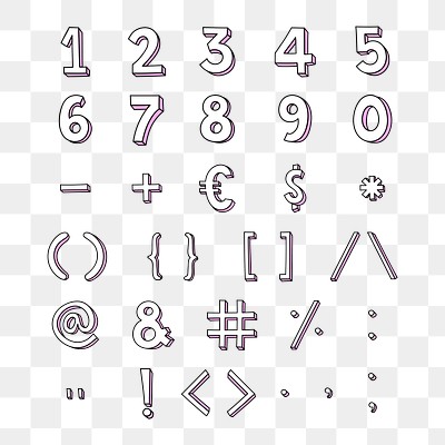 Styled numbers and symbol set | Premium PNG - rawpixel