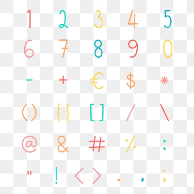 Styled numbers and symbol set | Premium PNG - rawpixel