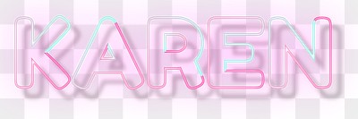 Karen neon name png font block letter typography