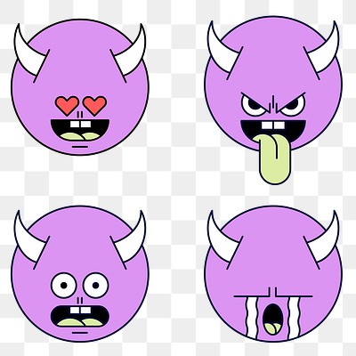 Funky horned monster emoji sticker | Premium PNG - rawpixel