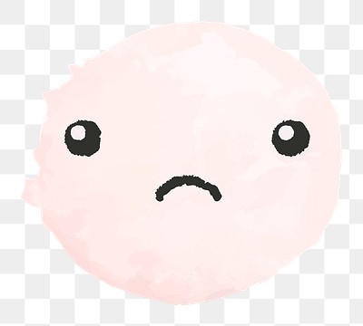 Sticker png pink watercolor emoticon with sad face