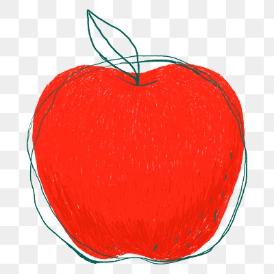 Doodle art red apple png | Free PNG Sticker - rawpixel