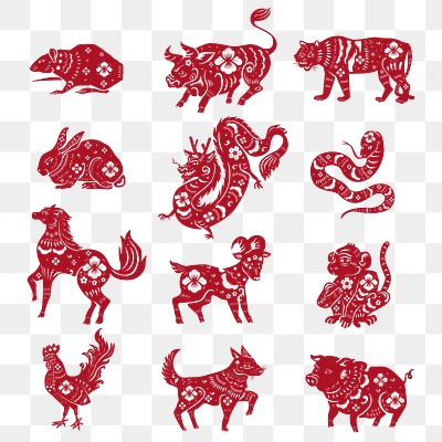 Chinese horoscope animals png red | Premium PNG - rawpixel