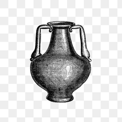 PNG Vintage European style vase illustration engraving, transparent background