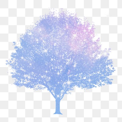 Png aesthetic holographic tree sticker on transparent background