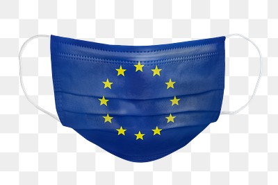 European flag pattern on a face mask mockup