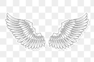 Gray wings outline sticker overlay | Free PNG Sticker - rawpixel