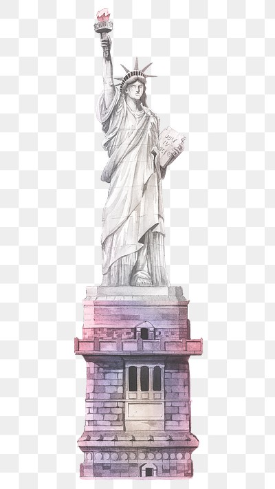 Statue of Liberty png watercolor sticker, New York&#39;s famous attraction, transparent background