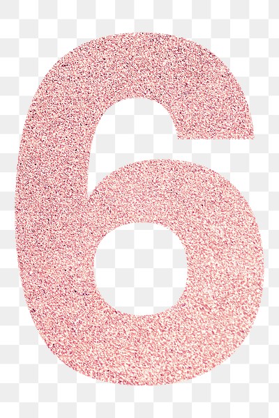 number 6 glitter typography