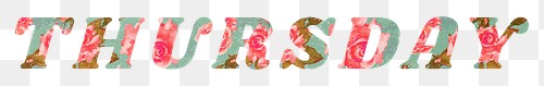 Thursday png floral pattern font typography