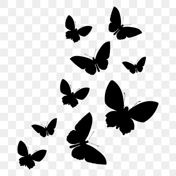 Butterflies png silhouette sticker, flat | Premium PNG - rawpixel