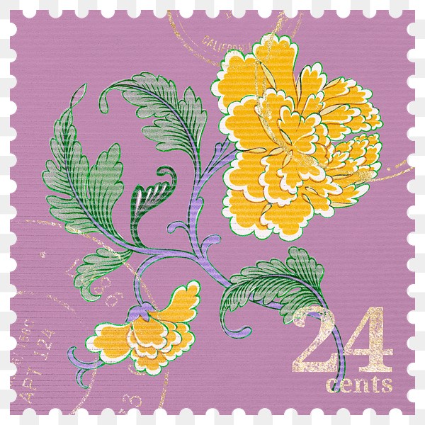 PNG vintage floral postage stamp, | Premium PNG - rawpixel