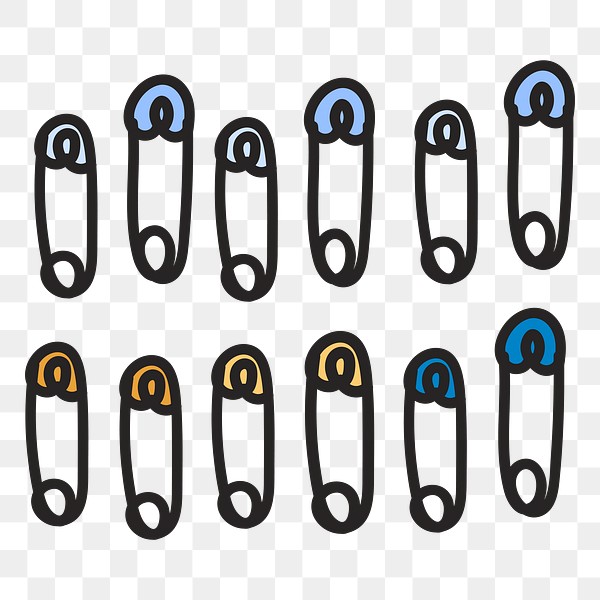 Safety pin doodle png element, Premium PNG rawpixel