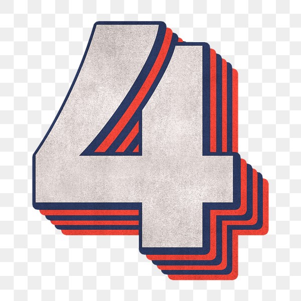 Number 4 layered text effect png font Free stock illustration High