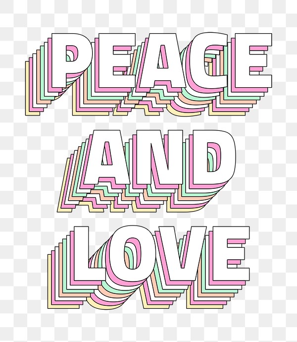 png peace and love layered text typography retro word free transparent png 2527519 love layered text typography retro word