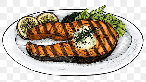 Colorful salmon steak png transparent | Free PNG Sticker - rawpixel