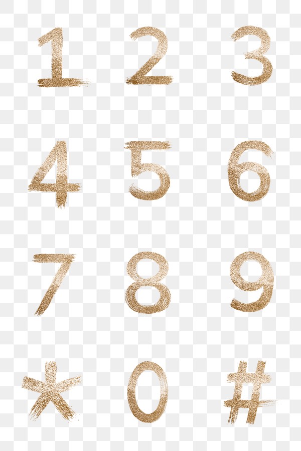 Painted Gold Glitter Numbers Png Free Png Rawpixel