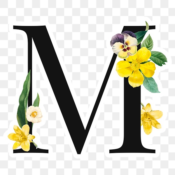 Flower decorated capital letter M | Premium PNG Sticker - rawpixel