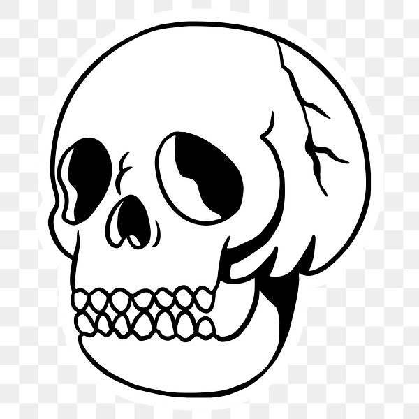 White skull sticker with a white | Free PNG Sticker - rawpixel