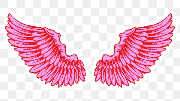 Neon pink wings sticker white | Premium PNG Sticker - rawpixel