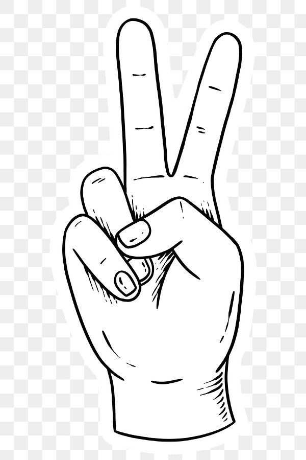 Victory hand sign drawing sticker | Premium PNG Sticker - rawpixel