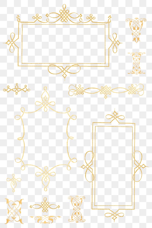 Gold Filigree Frame Set Png, 