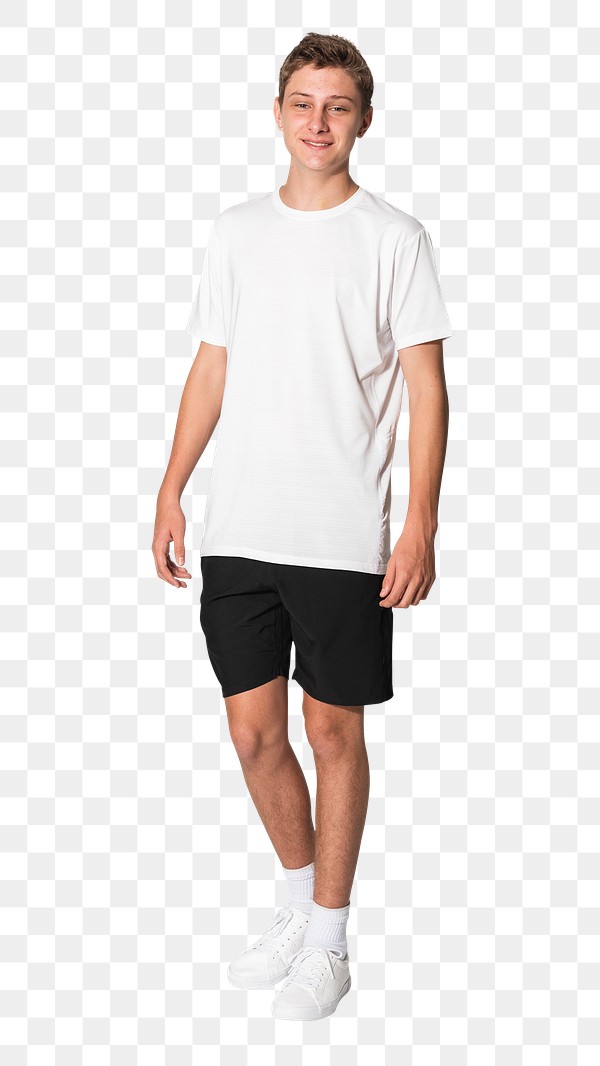 Png white t-shirt mockup for boys | Premium PNG Sticker - rawpixel