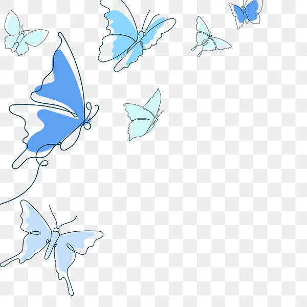 Blue butterfly png border, beautiful Premium PNG rawpixel